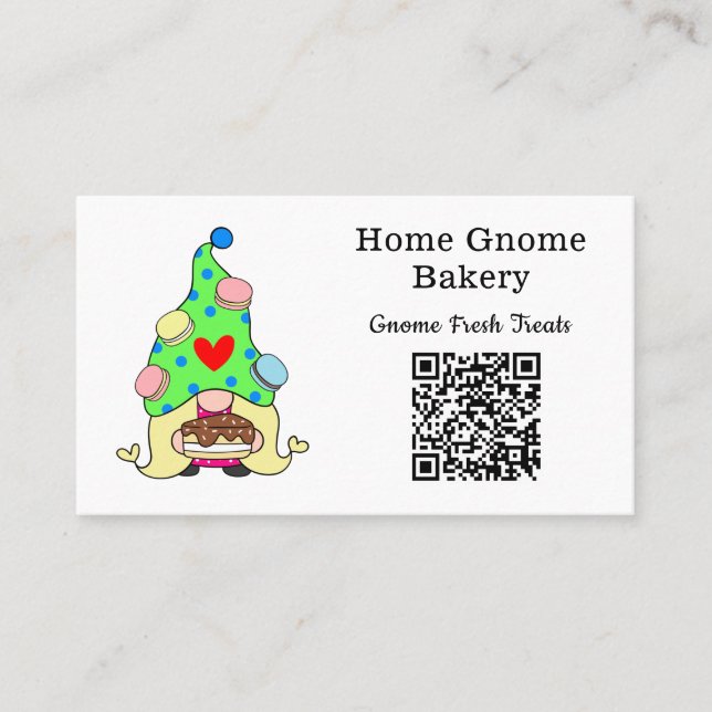 Carte De Visite QR Code Gnome Maison Boulangerie Blanc (Devant)