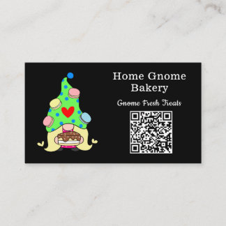 Carte De Visite QR Code Gnome Maison Boulangerie Noir