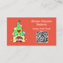 Carte De Visite QR Code Gnome Ville natale Boulangerie Orange
