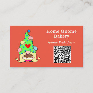 Carte De Visite QR Code Gnome Ville natale Boulangerie Orange