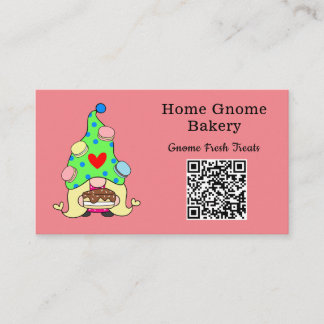 Carte De Visite QR Code Gnome Ville natale Boulangerie rose