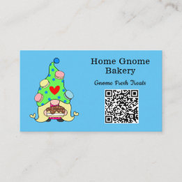 Carte De Visite QR Code Gnome Ville natale Boulangerie Sky Blue