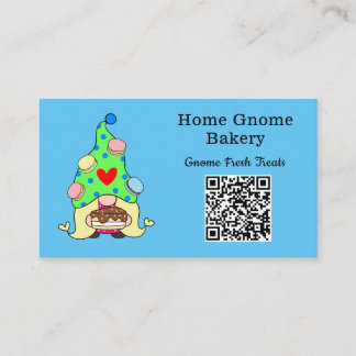 Carte De Visite QR Code Gnome Ville natale Boulangerie Sky Blue