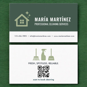 Carte De Visite QR Code Green Eco House Services de nettoyage