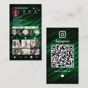 Carte de visite QR Code Instagram Alvéoles Vertes