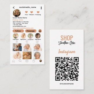 Carte de visite QR Code Instagram | Grille de phot