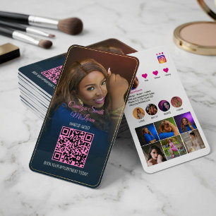 Carte de visite QR Code Instagram Rose Chaud pour 