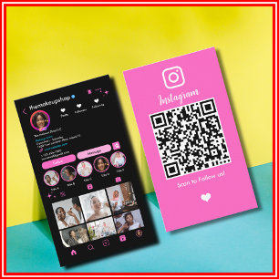Carte De Visite QR Code Instagram Social Media Modern Influencer