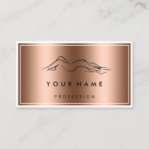 Carte De Visite QR CODE Logo Corps de sculpture Massage Rose Cuivr