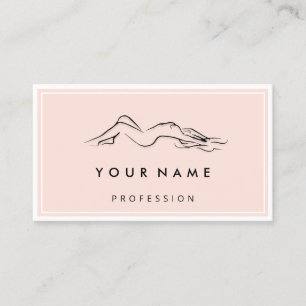 Carte De Visite QR CODE Logo Corps Sculpture Massage Rose de soins