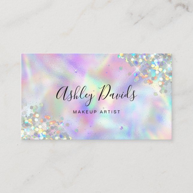 Carte De Visite QR Code Luxe Holographique Parties scintillant maq (Devant)