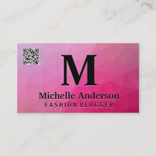 Carte de visite QR Code Magenta Géométrique