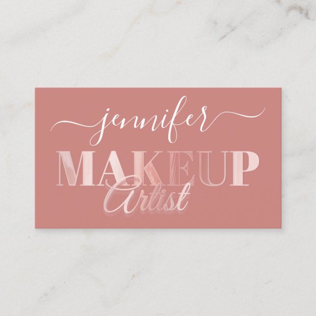 Carte De Visite QR Code maquillage Artiste Gold Confetti Rose Poud (Devant)