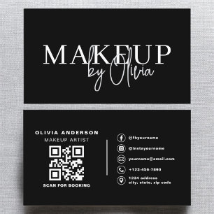 Carte De Visite QR Code maquillage Artiste noir blanc médias socia