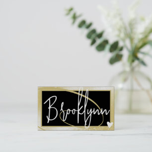 Carte De Visite QR Code Modèle élégant Lumière Gold Frame Heart