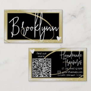 Carte De Visite QR Code Modèle élégant Lumière Gold Frame Heart
