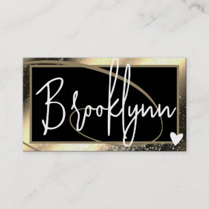 Carte De Visite QR Code Modèle Stylish Gold Frame Heart