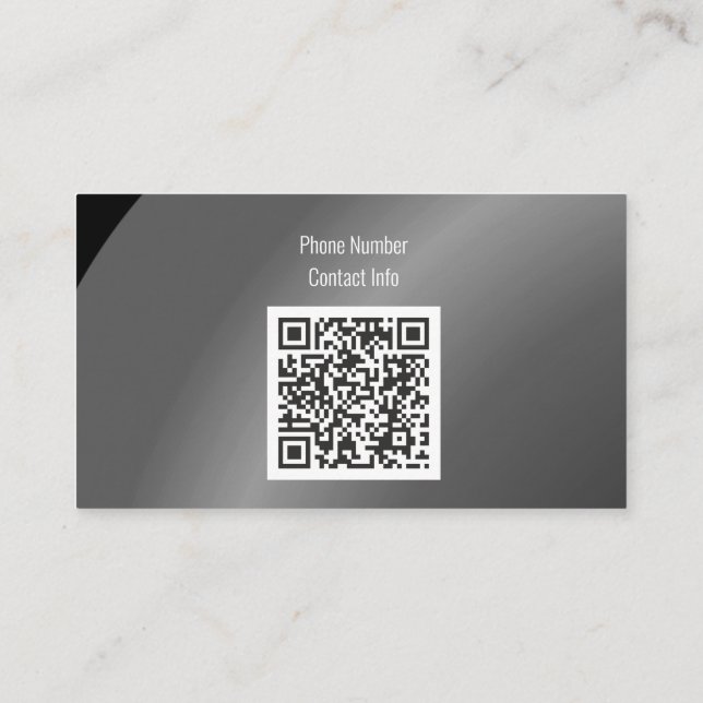 Carte De Visite Qr Code Modérée Noir Moderne Nat Ombré (Dos)