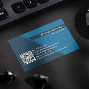 Carte De Visite QR Code Modern Blue Avocat professionnel