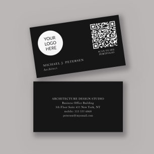 Carte De Visite QR CODE moderne logo professionnel noir profession