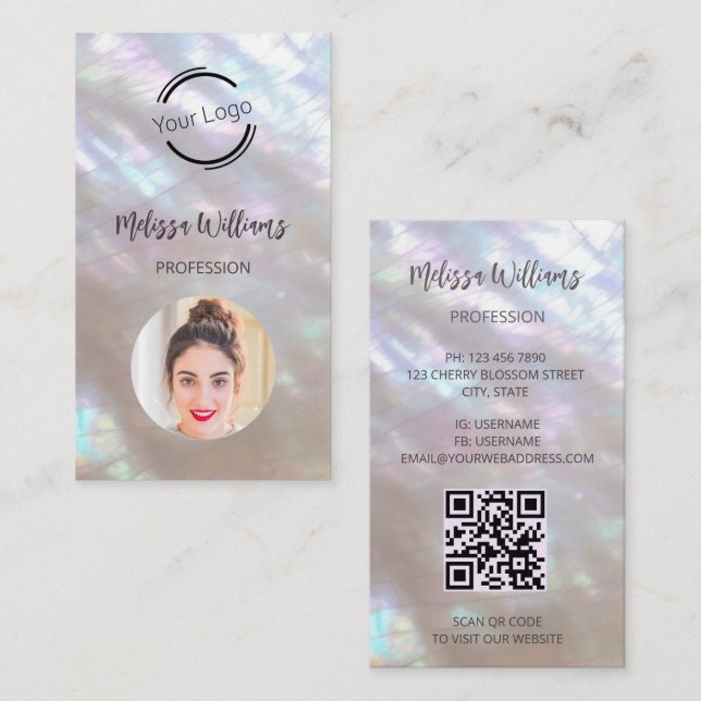 Carte De Visite QR Code | Mother-of-pearl Shimmering (Devant / Derrière)