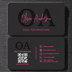 Carte De Visite QR Code Nail Spécialiste Artiste Typographie moder