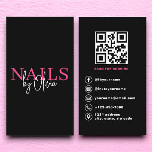 Carte De Visite QR Code Nail Spécialiste Artiste Typographie moder