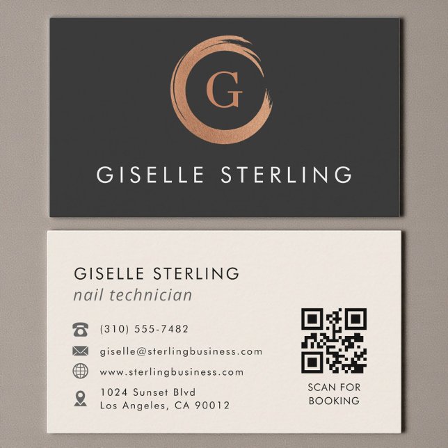 Carte De Visite QR Code Nail Technician Modern Minimalist (Créateur téléchargé)