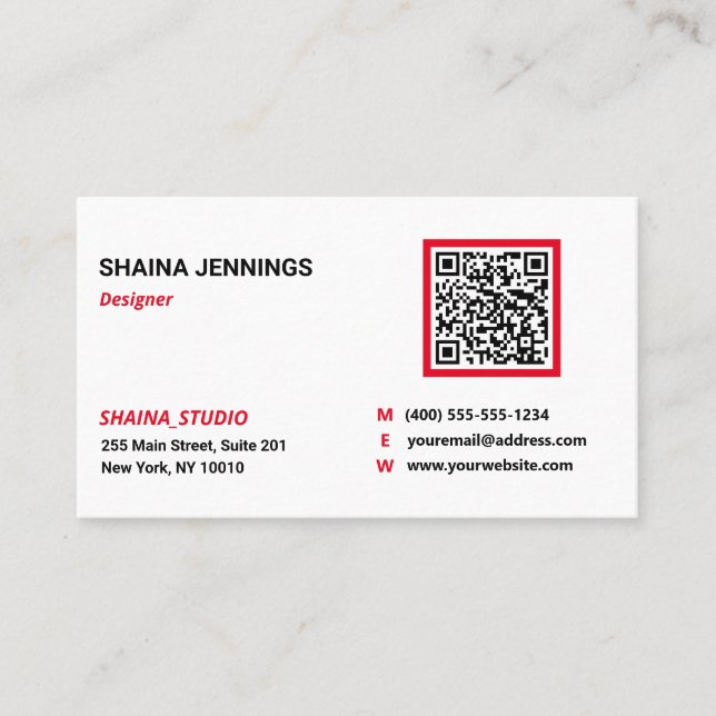 Carte De Visite QR Code Nettoyage moderne Noir Rouge Blanc (Devant)