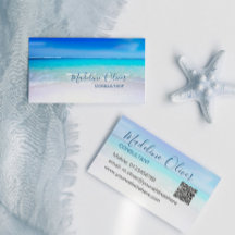 QR Code Ocean Beach Sea Travel Aqua Blue élégant