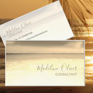 Carte De Visite QR Code Ocean Beach Voyage en mer Photo Vintage