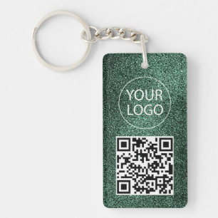  Carte de visite QR Code Pailletée Verte Votre Log