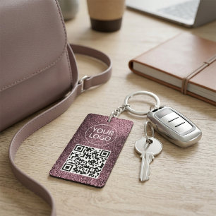 Carte de visite QR Code Pailletée Violette Votre L