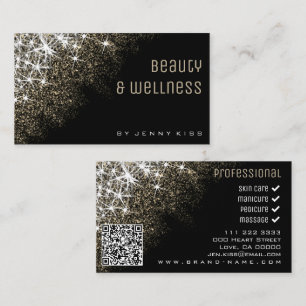 Carte De Visite QR Code Parties scintillant or brillant étoiles We
