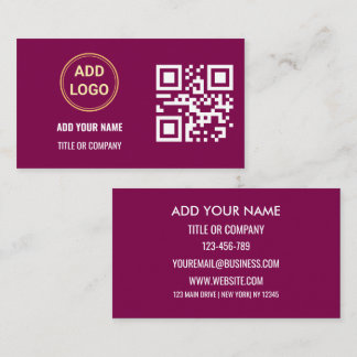 Carte de visite QR Code personnalisée en noir et o