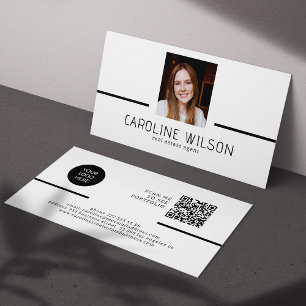 Carte De Visite QR CODE photo de logo professionnel moderne minima