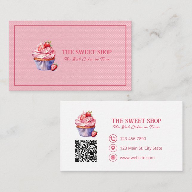 Carte de visite QR Code pour la boulangerie Cupcak (Devant / Derrière)