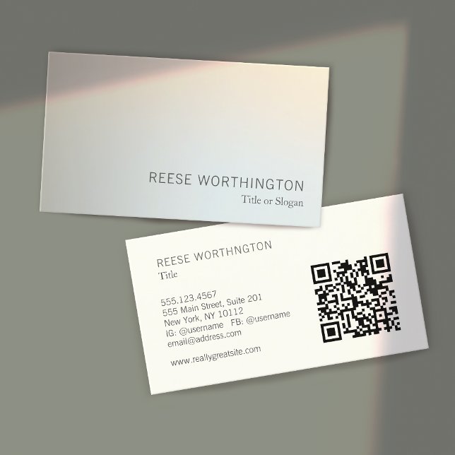 Carte De Visite QR Code professionnel Argent élégant moderne (Créateur téléchargé)
