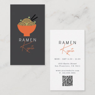 Carte de visite QR Code Restaurant Ramen Gray