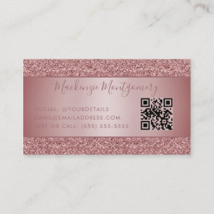 Carte De Visite QR Code Rose Gold Sparkle Parties scintillant de l
