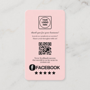 Carte De Visite QR code rose Lien de retour de commentaires pers