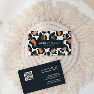 Carte De Visite QR CODE Safari Animal Skin Leopard spot