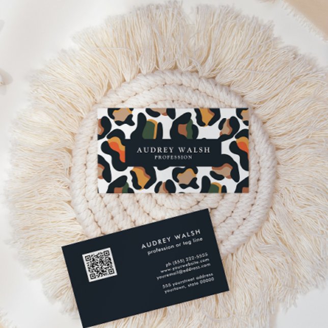 Carte De Visite QR CODE Safari Animal Skin Leopard spot (Créateur téléchargé)