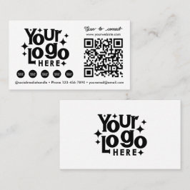 Carte De Visite QR Code Scannable médias sociaux White Business Lo