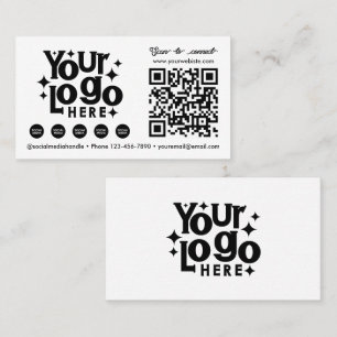 Carte De Visite QR Code Scannable médias sociaux White Business Lo