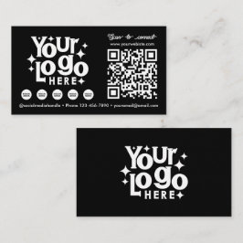 Carte De Visite QR Code scanner médias sociaux Black Business Logo