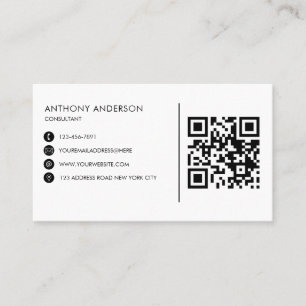 Carte De Visite QR Code Simple Minimaliste avec votre logo