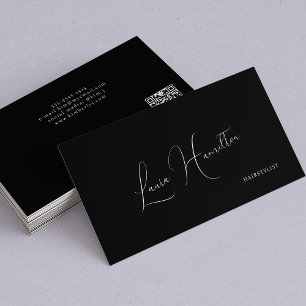 Carte De Visite QR code simple minimaliste moderne noir