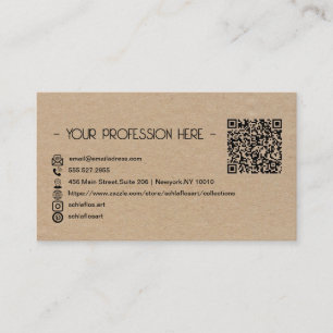Carte De Visite QR Code Simple Moderne Minimal Instagram Brown