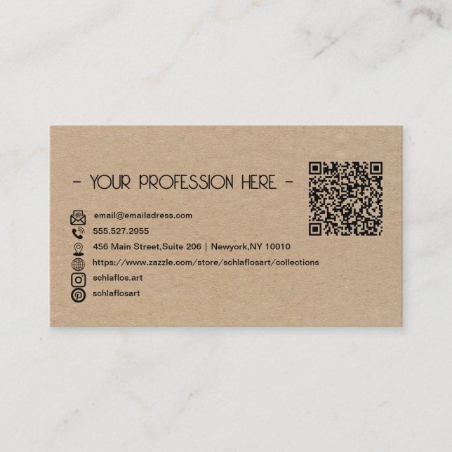 Carte De Visite QR Code Simple Moderne Minimal Instagram Brown (Devant)